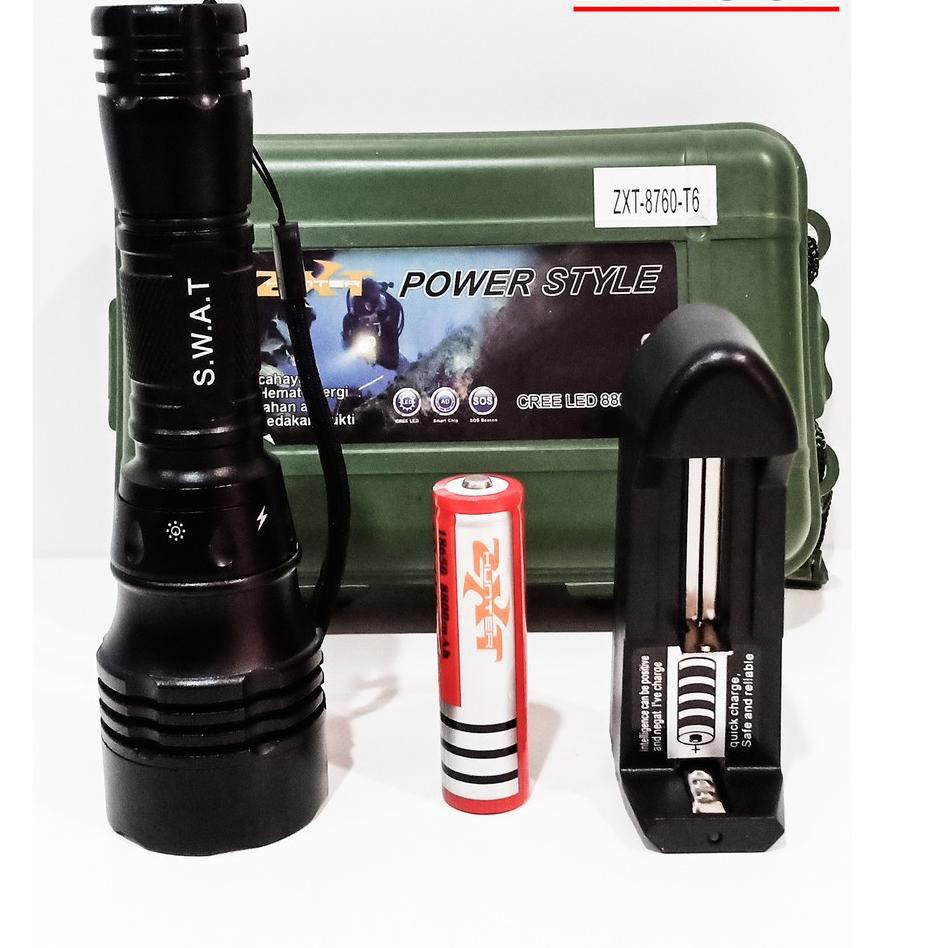 Trend-PAKET lengkap Senter Selam Swat Police T6 LED ZXT 8760