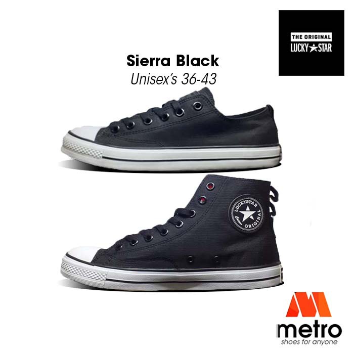 Sepatu Lucky Star Sierra Black White Original Luckystar High cut Low cut