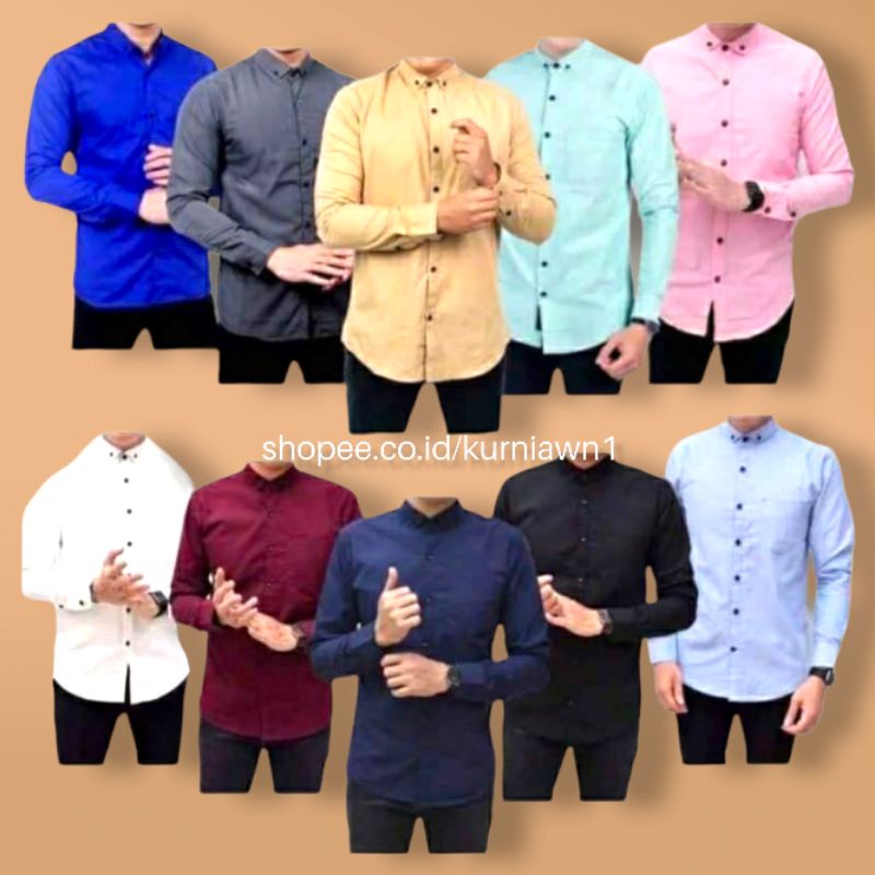 Kemeja Polos Pria Lengan Panjang Formal Ukuran M L XL Nyaman Kemeja Casual Kerja