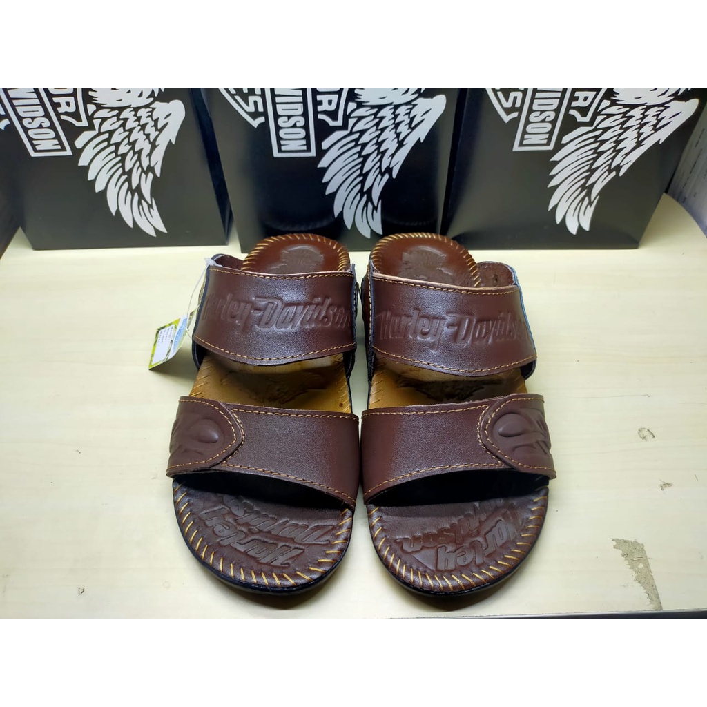 SANDAL KULIT PRIA HARLEY BLACK BROWN TAN KULIT SAPI ASLI ORIGINAL HANDMADE BANDUNG KASUAL SANTAI