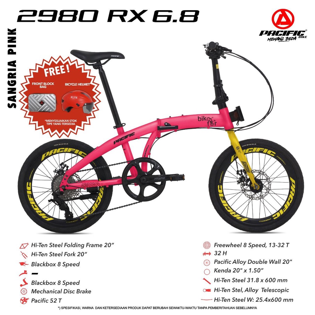 Sepeda Lipat 16 20 Pacific 2980 RX 6.8 Black box 8 speed New 2021