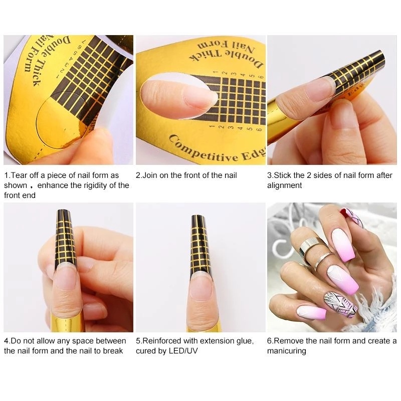 (50 / 100pcs) Stiker Kuku Diy Warna Gold Bahan Akrilik Untuk Nail Art