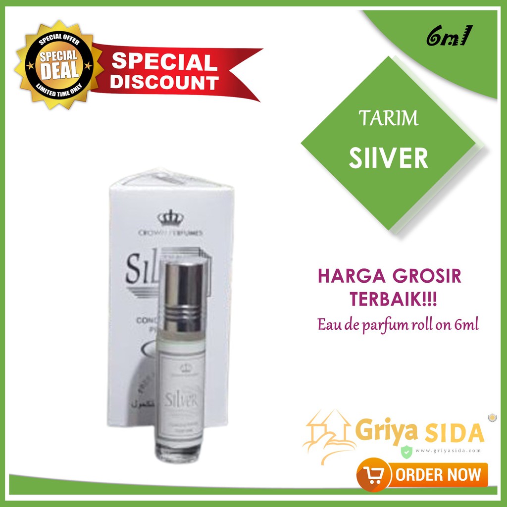 Parfum silver 6ml tarim minyak wangi aroma silver mirip al rehab PROMO!