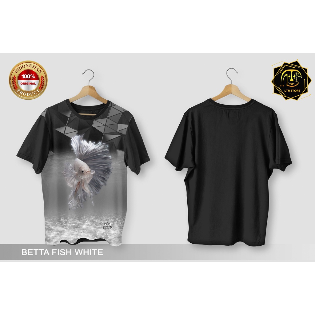 [ BAYAR DI TEMPAT ] BAJU PRINTING GAMBAR IKAN CUPANG WHITE -  KAOS DISTRO ORIGINAL GAMBAR HEWAN HIAS