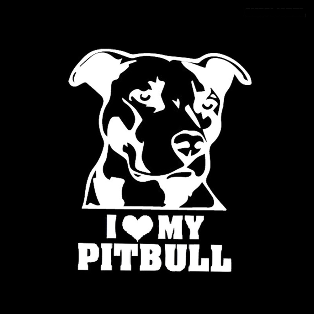 Car - 5Pcs Stiker I Love My Pitbull Untuk Bumper / Jendela Mobil