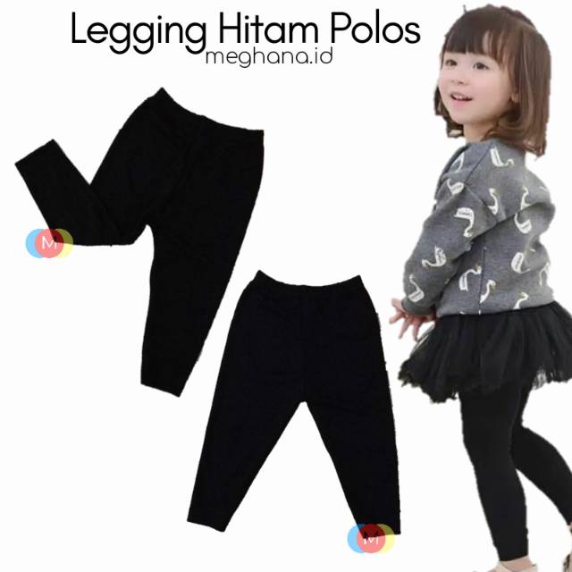  Celana  Legging Panjang 1 2 Tahun Hitam Polos Bahan  Kaos  