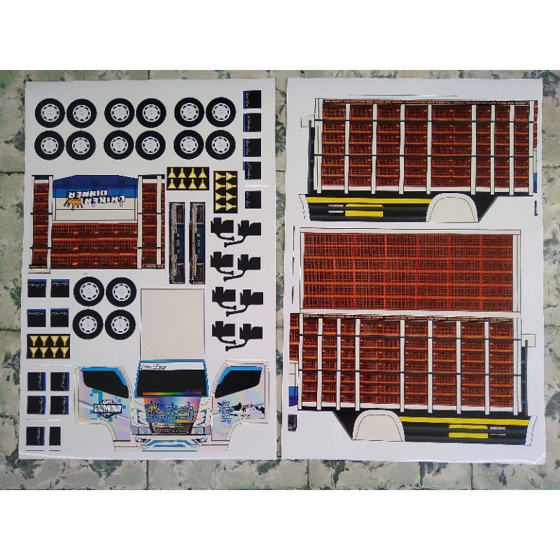 Lembaran PaperCraft Truk Oleng Ayam Chicken Diner Skala 1.20
