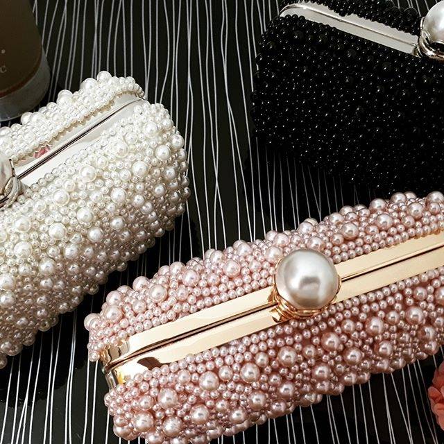 Tas Pesta RACHEL Embellished Pearl Box Clutch