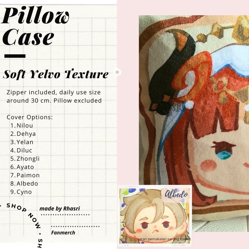 sarung bantal sarung plushie lembut anime game RHASRI Pillow Case Sarung Bantal Genshin Impact anime game