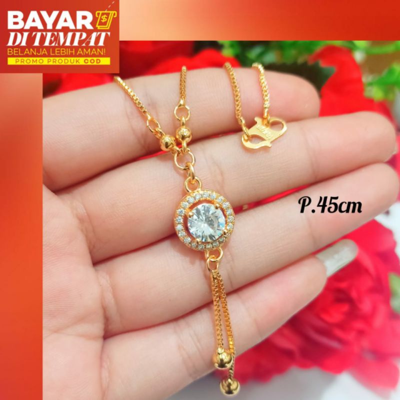 Kalung koye permata 1 zircon tersimple,elegan Gold&amp;Silver *anti karat*