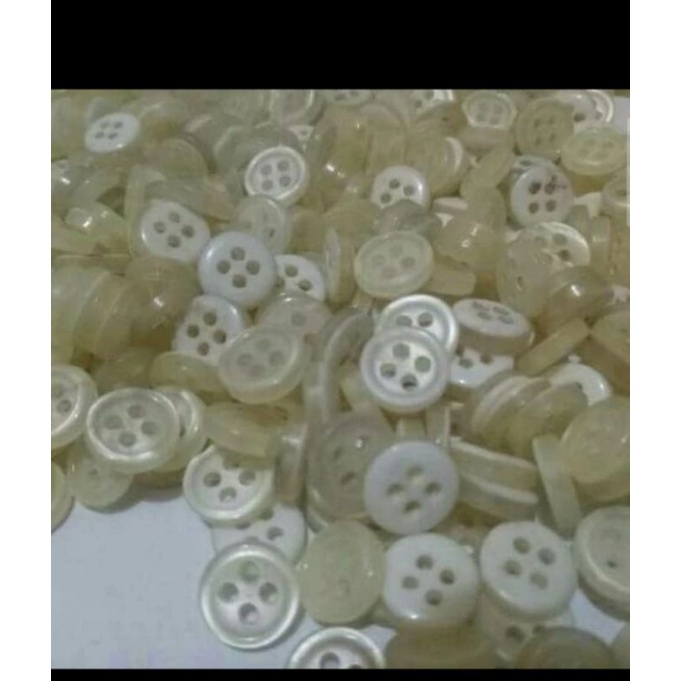 Isi 144pcs kancing Baju Gepeng Diameter 9mm - Kancing Baju Hitam - Putih