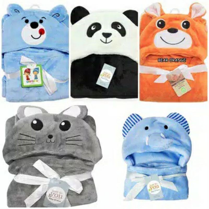 Best Seller! Selimut Bayi Topi Boneka / Selimut topi Karakter Fleece