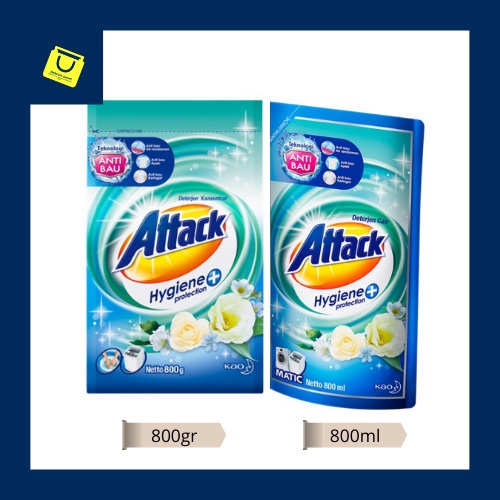 Attack Hygiene Plus Protection / Deterjen Bubuk / Deterjen Cair / Attack / 800ml / 800gr / Kao