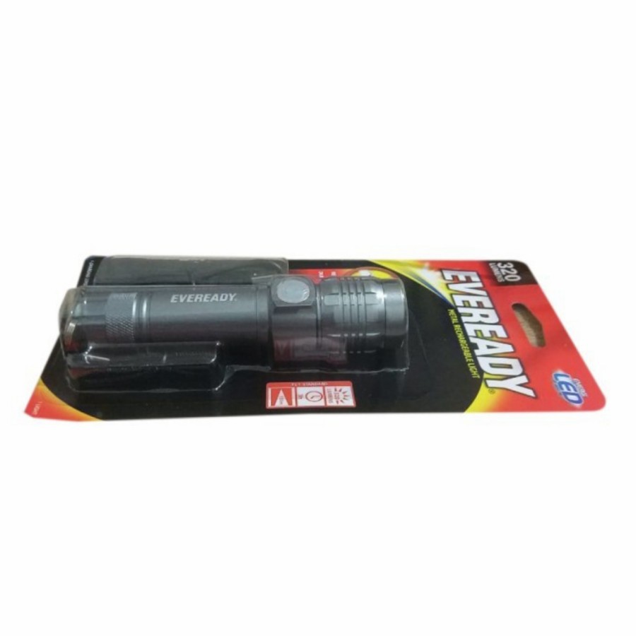 Senter / Senter Metal / Flashlight Metal Reghargeable SOS 320 Lumens Eveready by Energizer 3 mode