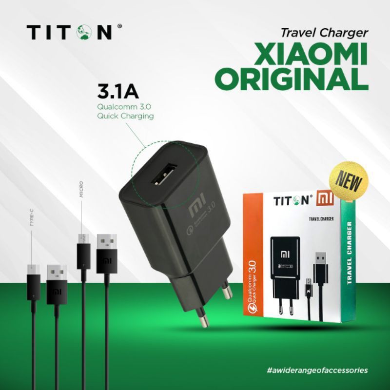 Charger Xiaomi Micro usb Quick charger 3.0 redmi 4A 4X 5A 6A 7A 8A 9A 9C Original by Titon