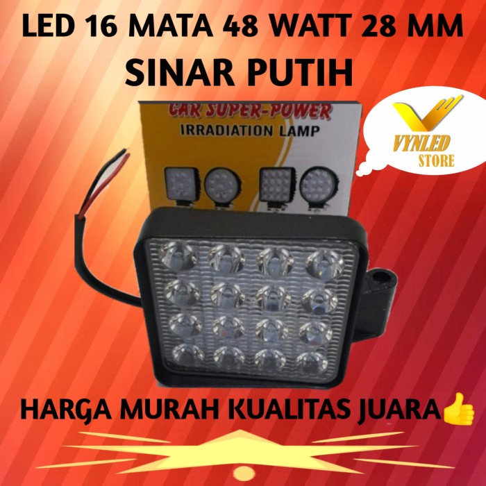 LED SOROT MOTOR LAMPU TEMBAK MOBIL 16 MATA 48 WATT 28 MM 12/24 VOLT-A3