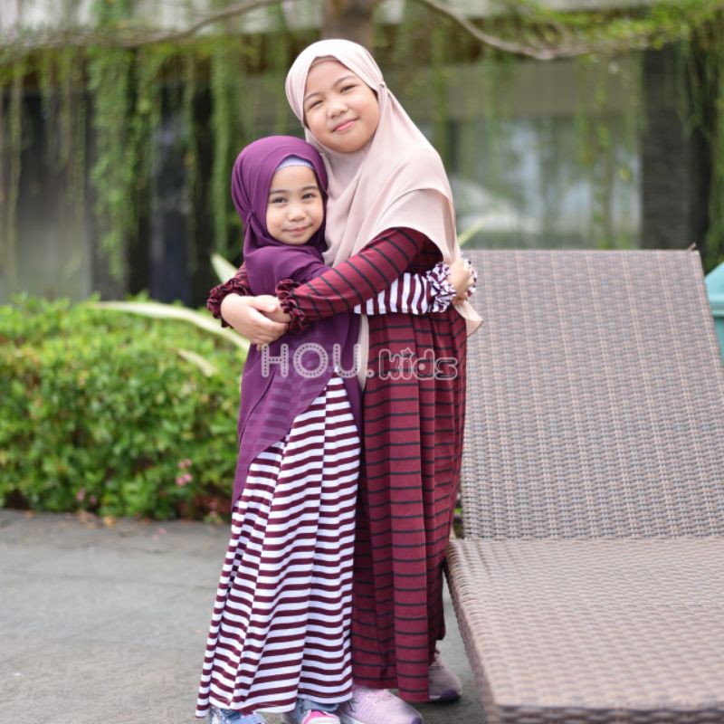Gamis Stripes kids HOU gamis House of Uga kids Gamis kaos anak House of Uga