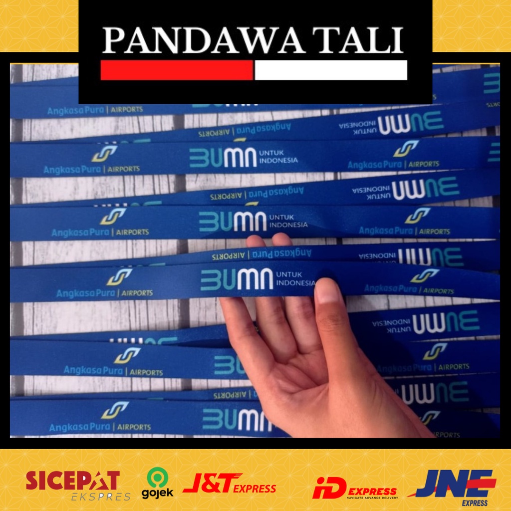 

Lanyard BUMN/ Lanyard Angkasa Pura BUMN/ Lanyard Custom Pandawa Tali Surabaya Digital Printing
