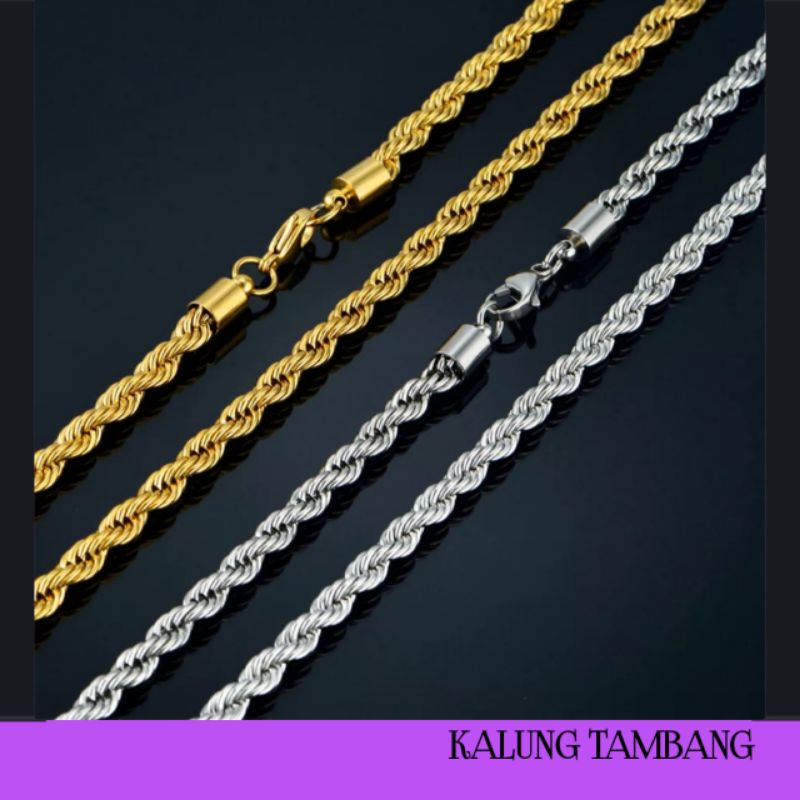 kalung titanium gold model tambang  anti karat dan anti luntur