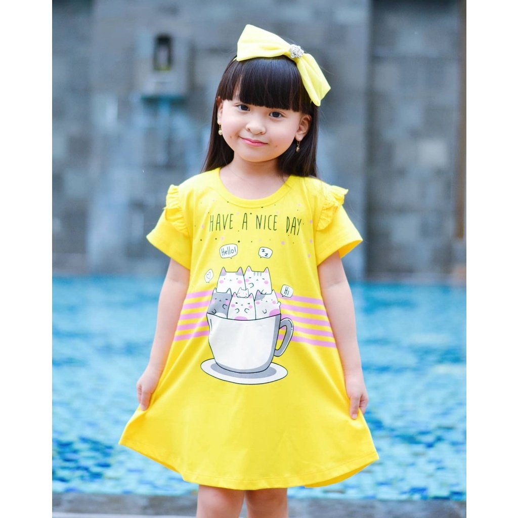 DRESS ANAK PEREMPUAN PREMIUM RUFFLE USIA 2-8 TAHUN