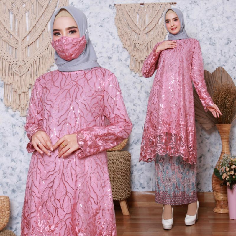 SETELAN TUNIK TULLE PREMIUM/REAL PICT/KEBAYA TULLE MODERN/KEBAYA TUNIK