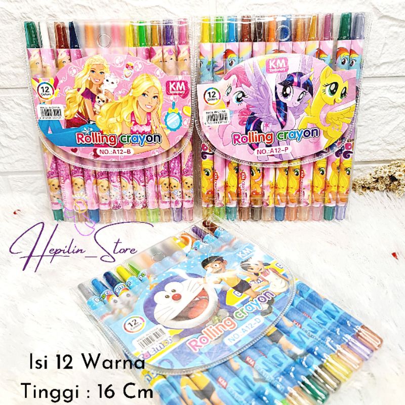 

Crayon Putar PANJANG 12 warna My Little Pony , Spiderman , Batman , Cars , Tsum Tsum , Frozen / Crayon Putar Fancy