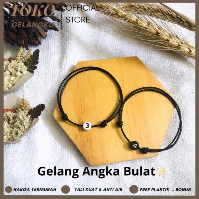 (A-Z) GELANG ANGKA BULAT HITAM/PUTIH ( BELI 10 FREE 1 GELANG POLOS ) / Gelang Tali Pria Wanita / Gelang Couple Sahabat Pacar / Bracelet initial Abjad