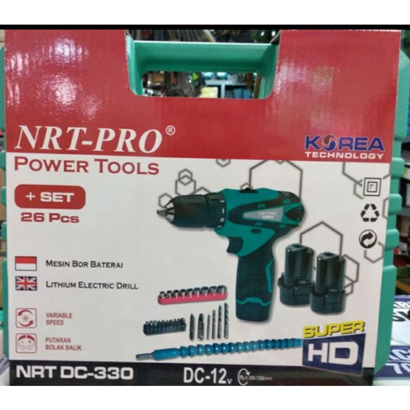 Bor Cordless 12V DC330 NRT-PRO/Mesin Bor Baterai NRT -PRO 12V