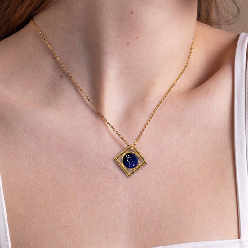 Fancyqube Kalung Rantai Liontin 12 Zodiak Warna Emas Untuk Wanita