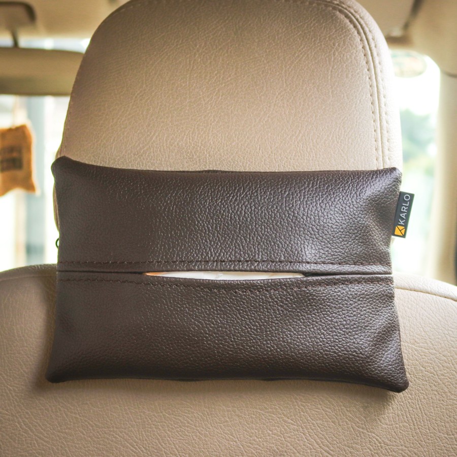 Karlo Tempat Tissue Tisu Mobil Premium Sun Visor Jok Basic Dark Brown