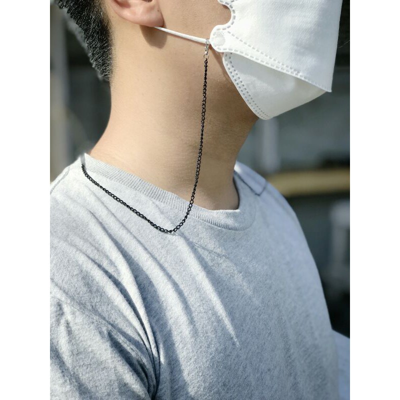 Gantungan masker pria/kalung rantai masker/tali masker unisex/ Tali Masker Hitam