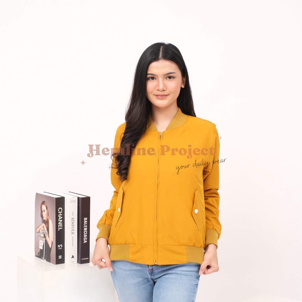 Gania Bomber Jaket Mustard - Jaket Parasut Wanita