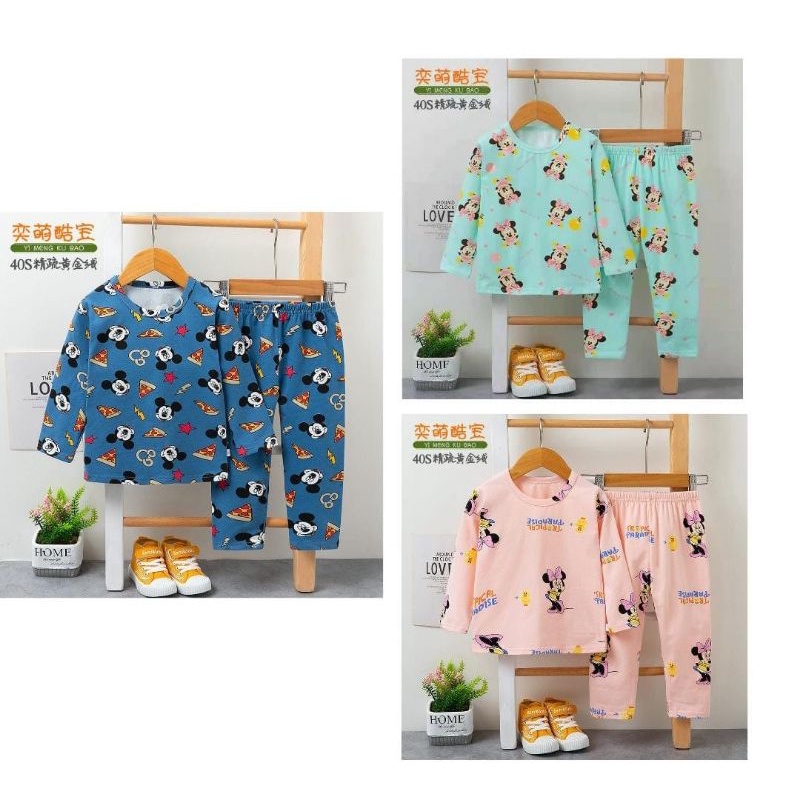 Piyama anak import kubao/setelan PP mickey minnie mouse/baju tidur anak