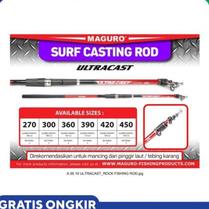 Joran maguro Ultra Cast , joran surf, joran pasiran, 300, 360, 390, 420, 450