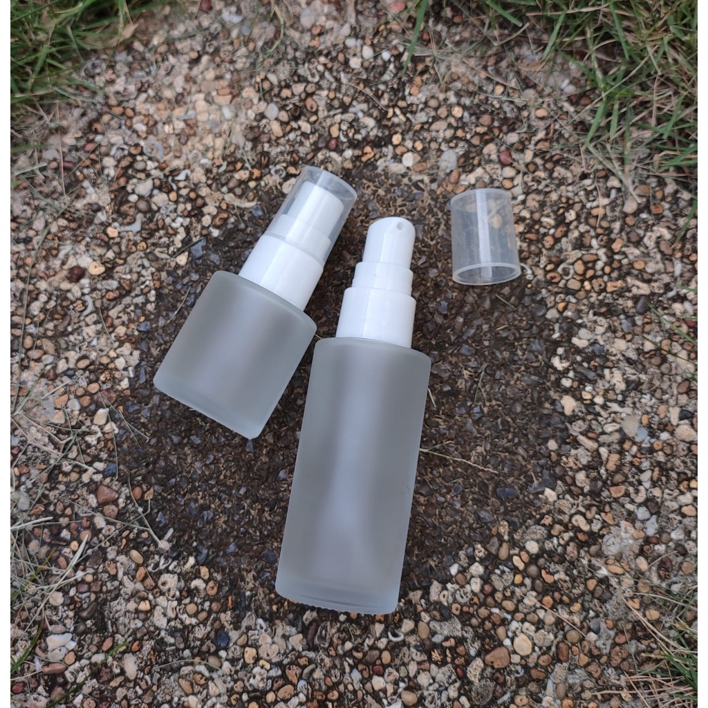 Botol 20ml Kaca Doff Frosted Botol Lotion Botol Kaca Pump treatment Botol Skincare Botol Kosong 20ml