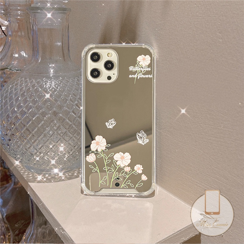 Mirror Case Compatible for IPhone 7Plus  8Plus  13 12 11 Pro Max 7 8 XR X XS MAX SE 2020 13Pro Max Fresh Flower Soft Tpu Shockproof Makeup Mirrow Back Cover