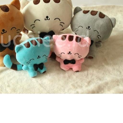 ❊ Boneka Plushies Kucing Cat Tersenyum Smiling Lucu S M Murah - Merah Muda, S ✻