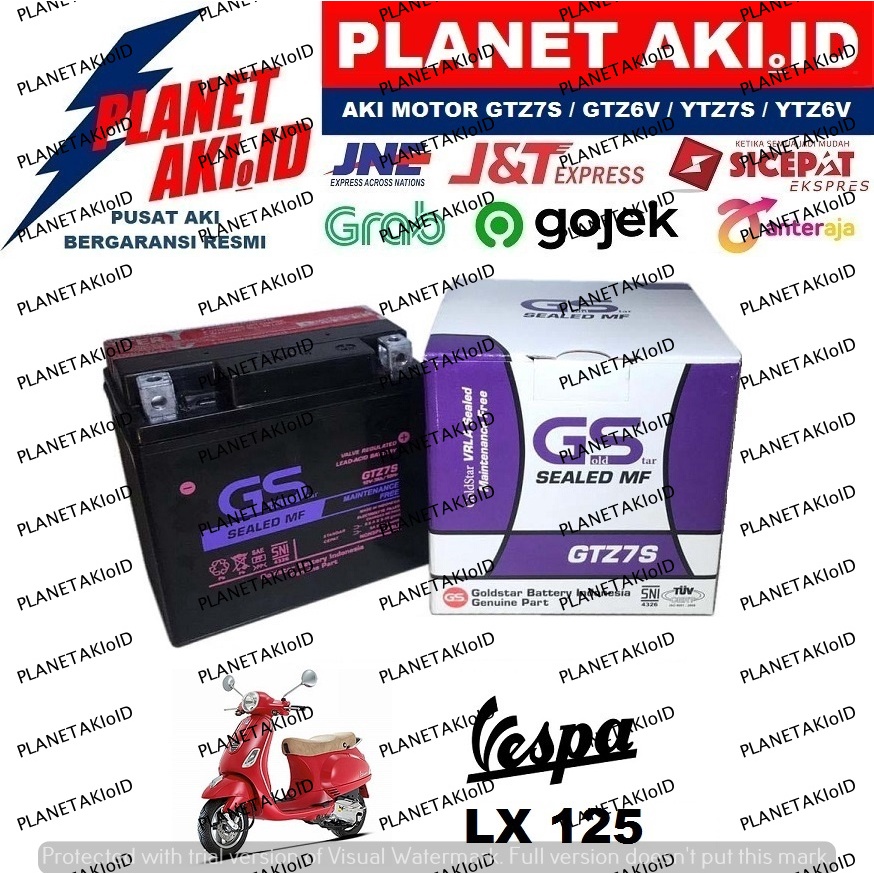 Aki Motor Vespa LX 125 GTZ7S Accu Kering MF