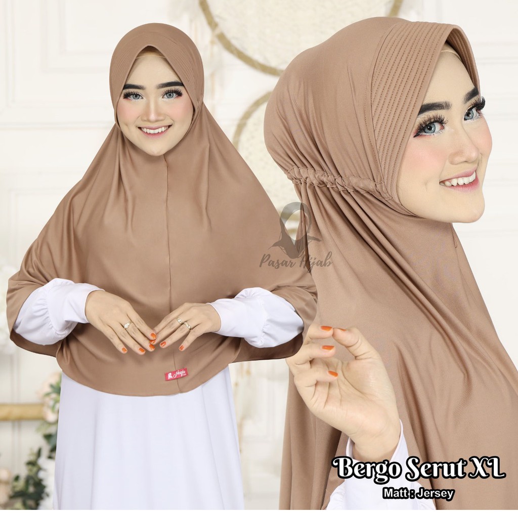 Hijab Instan Bergo Serut XL Ori Nayla Hija'b Kerudung Bergo Jersey Premium Pasar Hija'b