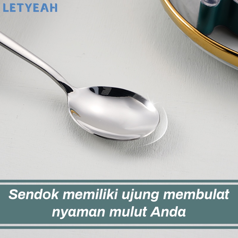 letyeah Alat makan stainless portable/cutlery set 3 in 1 dengan transparent rotatable kotak model kipas/sendok garpu set