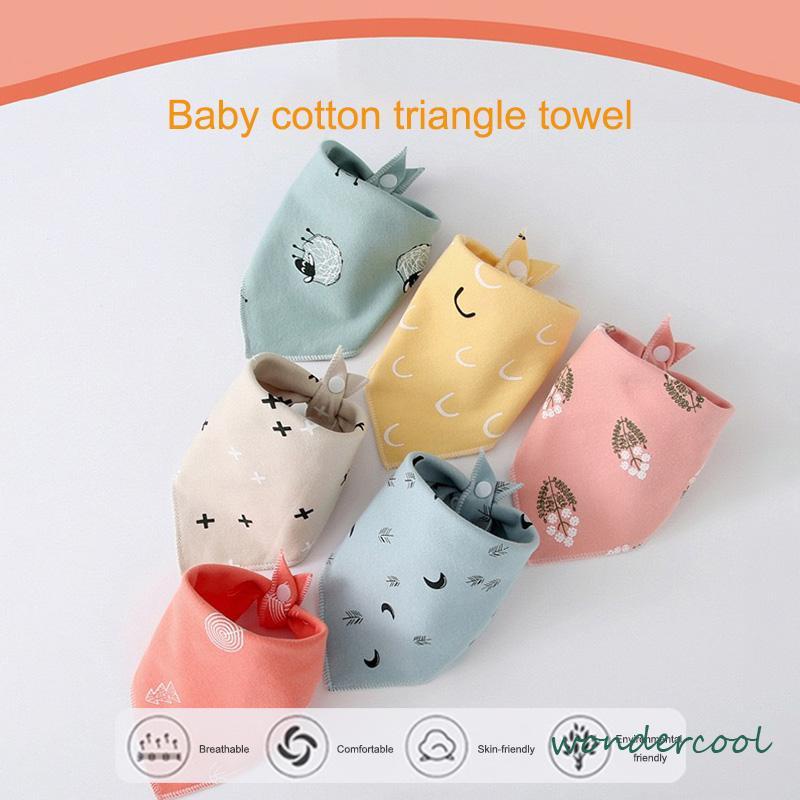 Handuk Bayi Saliva Double Snap Button Kepala Bayi Baru Lahir Bib Segitiga Scarf-Won