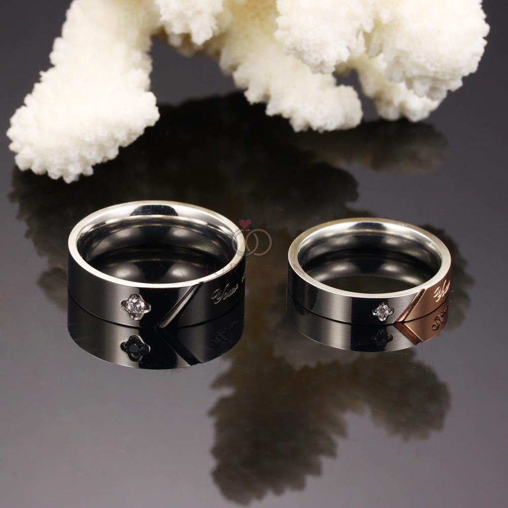 [HIGH QUALITY] Cincin Couple BUCIN R14 Titanium Ukir Nama + Box Cincin Beludru + BONUS Gelang Couple