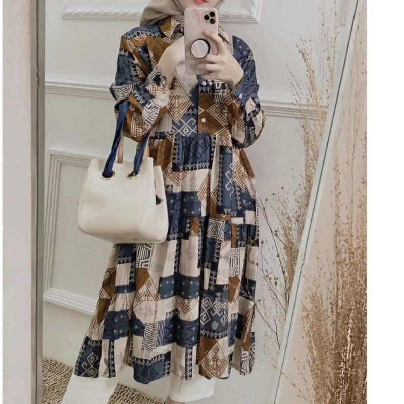 (PREMIUM) NOVALIN TUNIK PUSATGROSIR_SOLO/ TUNIK CORAK MOTIF RAYON PREMIUM