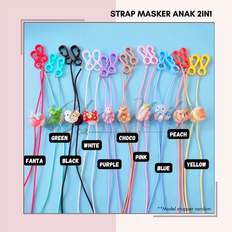 strap mask 2in1 tali masker kalung 2in1 connector konektor hijab anak karater kartun princess