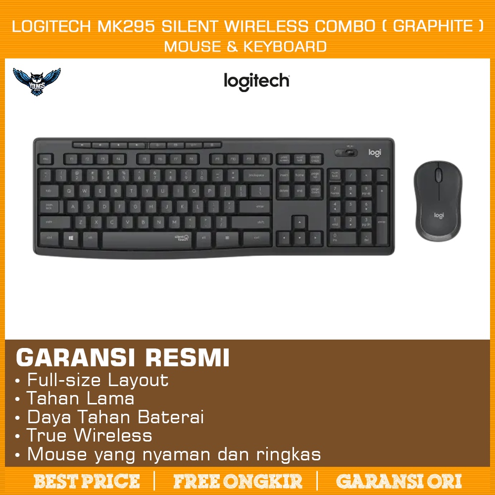 Logitech MK295 Combo Keyboard dan Mouse Wireless Silent MultimediaKeys