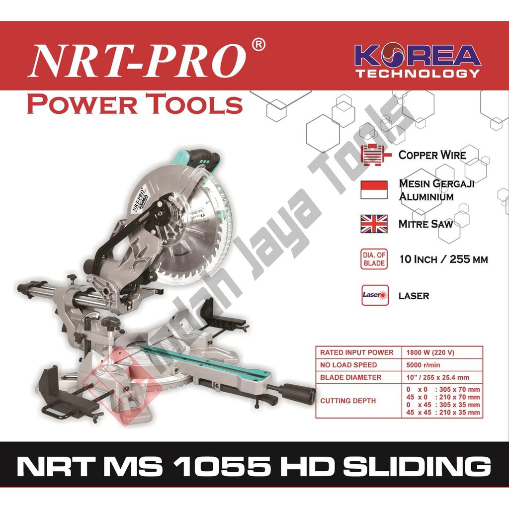 NRT-PRO 1055 HD Miter Saw Sliding 10 Inch - Mitre Saw Gergaji Pigura