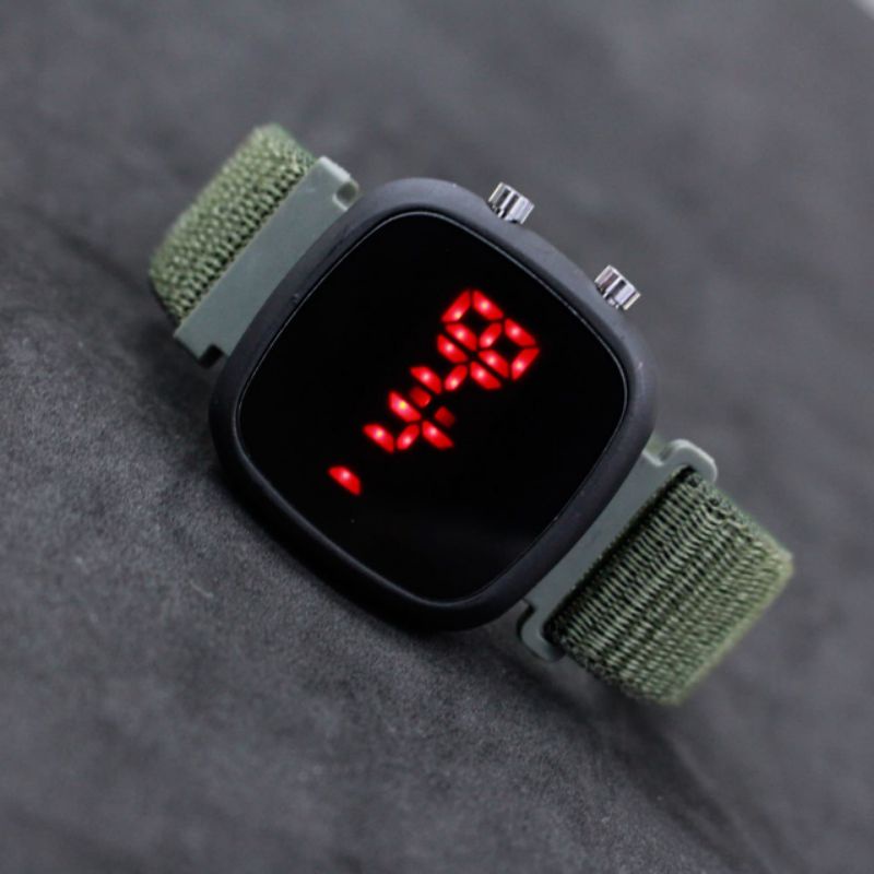 JAM TANGAN LED WATCH OVAL CANVAS CEWEK COWOK STRAP CANVAS / JAM TANGAN WANITA LED DIGITAL OVAL KANVAS