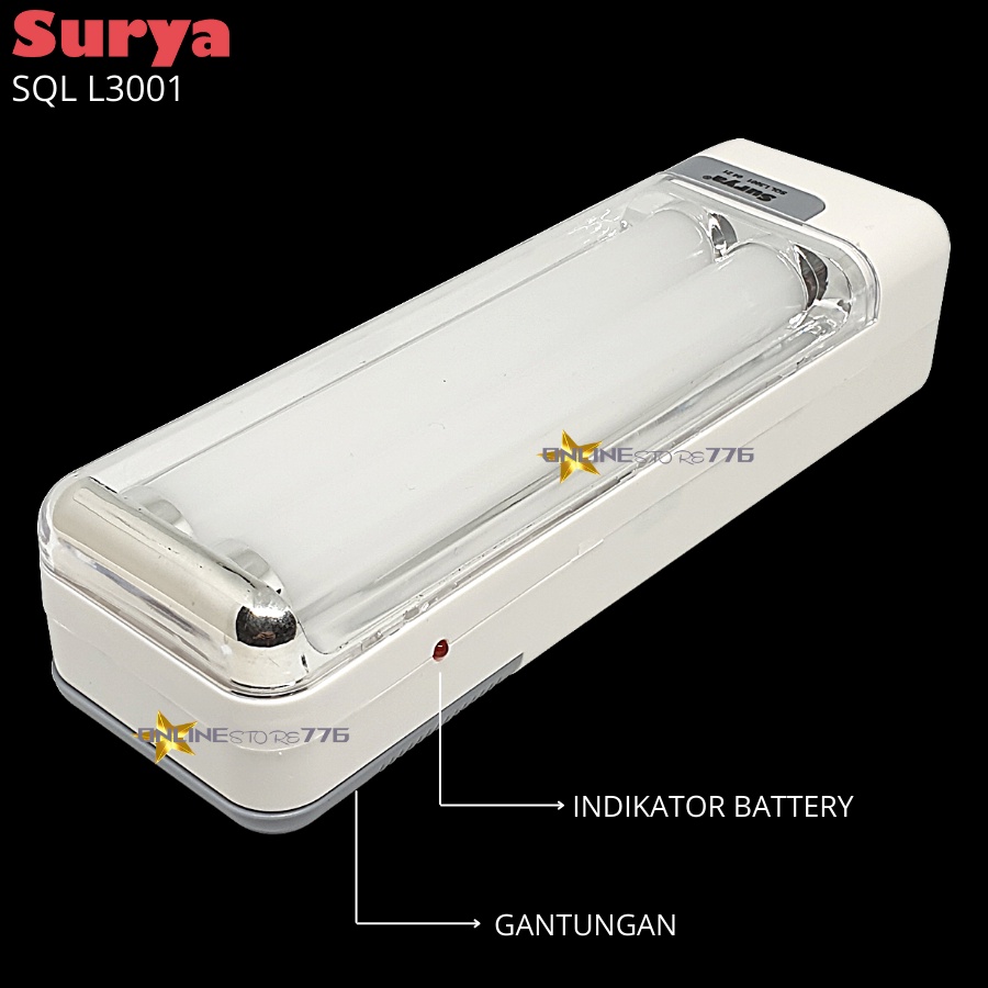 LAMPU EMERGENCY SURYA SQL L3001 / LAMPU DARURAT SURYA SQL L3001 / RECHARGEABLE