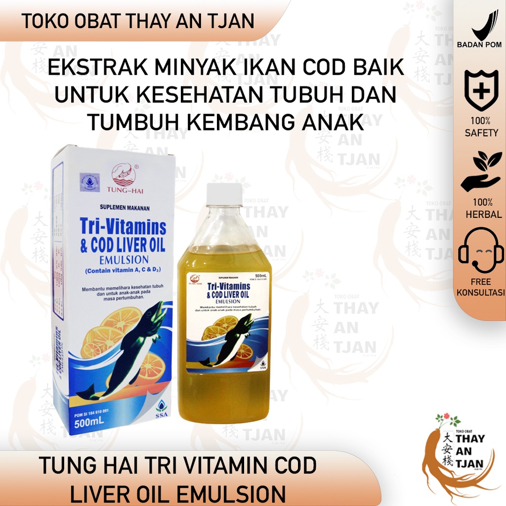 TUNG HAI TRI VITAMIN & COD LIVER OIL EMULSION | SUPLEMEN KESEHATAN | MINYAK IKAN