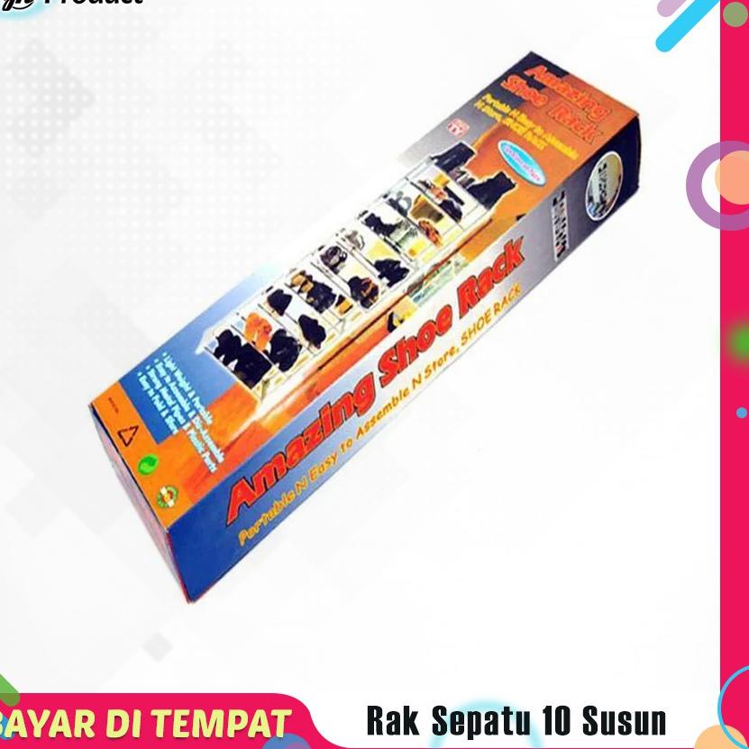 tktk Rak Tempat Sepatu Sandal 10 Susun Rakitan Rak Display Dagangan Toko Jilbab Serbaguna ✪➙ _